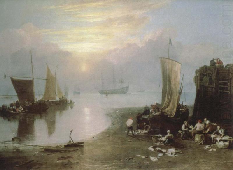 sun rising through vapour:fishermen cleaning and selling fish, J.M.W. Turner